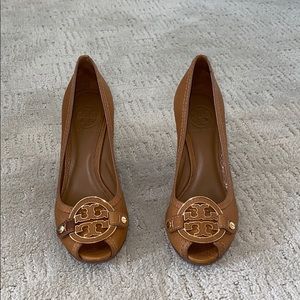 Tory Burch Brown Leather Wedges